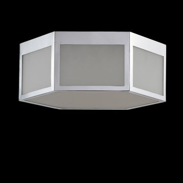 Minimo Hexagon Metal/Frosted Glass LED Flush Mount - JONATHAN Y